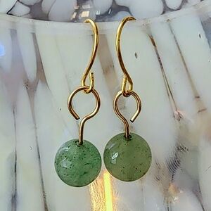 Green Aventurine and Gold Earrings